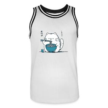Ramen Nouilles Chat Lover Kawaii Rétro Japon - Maillot de basket Homme - blanc/noir - Devant - AI Model Male 185 dark (185cm)