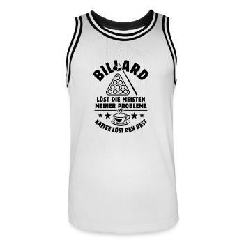 Billard löst meine Probleme - Kaffee Spruch - Männer Basketball-Trikot - Weiß/Schwarz - Vorne - AI Model Male 185 dark (185cm)