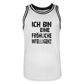 KI Spruch Ich bin eine fröhliche Intelligenz - Männer Basketball-Trikot - Weiß/Schwarz - Vorne - AI Model Male 185 dark (185cm)