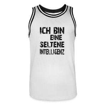 KI Spruch Ich bin eine seltene Intelligenz - Männer Basketball-Trikot - Weiß/Schwarz - Vorne - AI Model Male 185 dark (185cm)