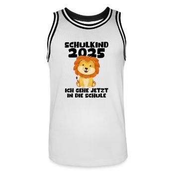 Écolier 2025 Inscription des jeunes filles à l’école 2025 Décoration - Maillot de basket Homme - blanc/noir - Devant - AI Model Male 185 dark (185cm)