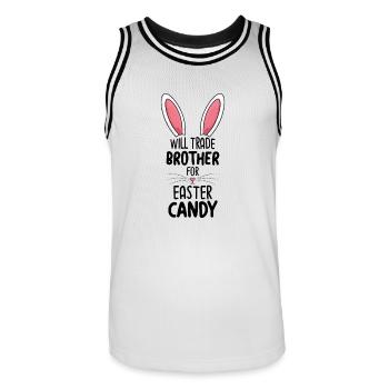 Will Trade Brother For Easter Candy - Men's Basketball Jersey - white/black - Front - AI Model Male 185 dark (185cm)