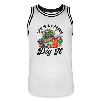 Amoureux des plantes jardinage jeu de mots La vie est - Maillot de basket Homme - blanc/noir - Devant - AI Model Male 185 dark (185cm)
