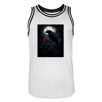 Raven Rose Moon Gloomy Gothic Black Crow - Men's Basketball Jersey - white/black - Front - AI Model Male 185 dark (185cm)