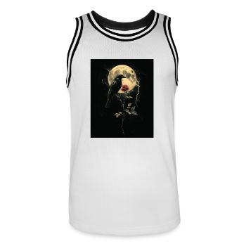 Raven Rose Moon Gloomy Gothic Black Crow - Men's Basketball Jersey - white/black - Front - AI Model Male 185 dark (185cm)
