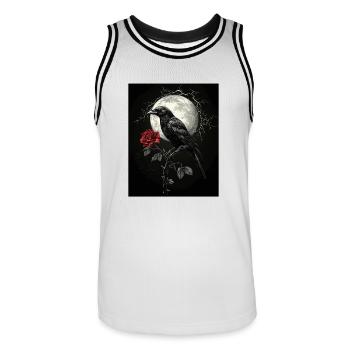 Raven Rose Moon Gloomy Gothic Black Crow - Men's Basketball Jersey - white/black - Front - AI Model Male 185 dark (185cm)