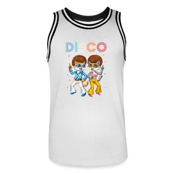 Chats disco - Maillot de basket Homme - blanc/noir - Devant - AI Model Male 185 dark (185cm)