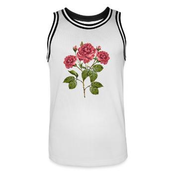 Flowers - Men's Basketball Jersey - white/black - Front - AI Model Male 185 dark (185cm)