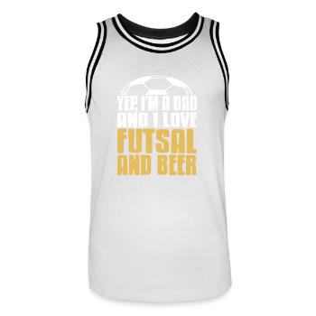 Yep I'm a Dad and I Love Futsal and Beer Humor - Men's Basketball Jersey - white/black - Front - AI Model Male 185 dark (185cm)