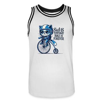Katzen Fahrrad Design mit Spruch für Radfahrende - Männer Basketball-Trikot - Weiß/Schwarz - Vorne - AI Model Male 185 dark (185cm)