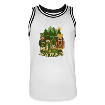 Erzgebirge Nussknacker - Männer Basketball-Trikot - Weiß/Schwarz - Vorne - AI Model Male 185 dark (185cm)