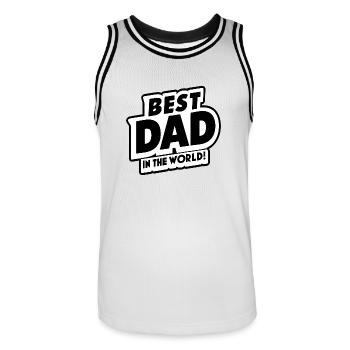 Meilleur papa pour toujours pour la fête des pères ou l’anniversaire - Maillot de basket Homme - blanc/noir - Devant - AI Model Male 185 dark (185cm)