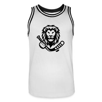 Löwe Wildkatze Eishockey Silhouette Minimalist - Männer Basketball-Trikot - Weiß/Schwarz - Vorne - AI Model Male 185 dark (185cm)