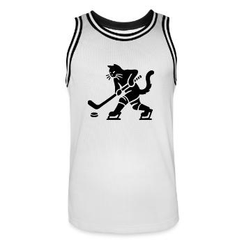 Chat Hockey sur glace Minimalist Silhouette Player - Maillot de basket Homme - blanc/noir - Devant - AI Model Male 185 dark (185cm)