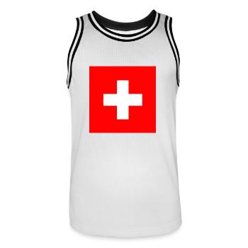Switzerland - Men's Basketball Jersey - white/black - Front - AI Model Male 185 dark (185cm)