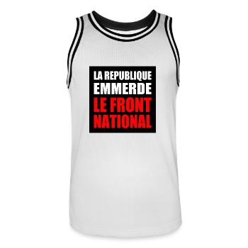 la republique emmerde le front national - Maillot de basket Homme - blanc/noir - Devant - AI Model Male 185 dark (185cm)
