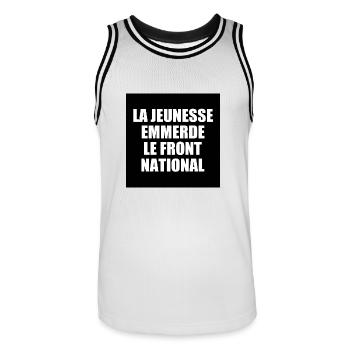 la jeunesse emmerde le front national - Maillot de basket Homme - blanc/noir - Devant - AI Model Male 185 dark (185cm)