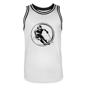 Skiing Skiing Woman Silhouette - Men's Basketball Jersey - white/black - Front - AI Model Male 185 dark (185cm)