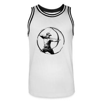 Bogenschießen Mann Silhouette - Männer Basketball-Trikot - Weiß/Schwarz - Vorne - AI Model Male 185 dark (185cm)