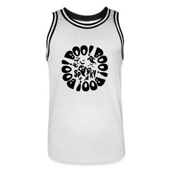 Halloween Kleine Geister Und Fledermäuse Schwarz Spooky Boo - Männer Basketball-Trikot - Weiß/Schwarz - Vorne - AI Model Male 185 dark (185cm)