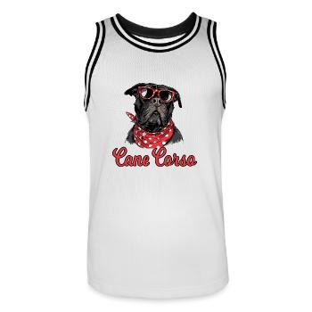 Cane Corso Mom für eine Cane Corso Hundehalterin - Männer Basketball-Trikot - Weiß/Schwarz - Vorne - AI Model Male 185 dark (185cm)