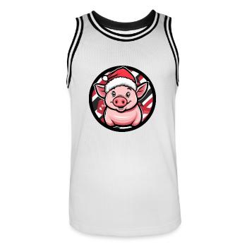 Pig Christmas Animal - Men's Basketball Jersey - white/black - Front - AI Model Male 185 dark (185cm)