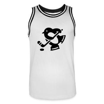 Penguin Hockey Hockey Silhouette Minimalist - Men's Basketball Jersey - white/black - Front - AI Model Male 185 dark (185cm)