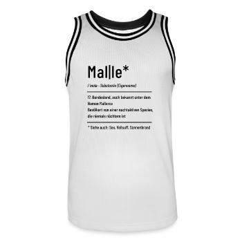 Malle Definition - Mallorca Urlaub - Spruch - Männer Basketball-Trikot - Weiß/Schwarz - Vorne - AI Model Male 185 dark (185cm)