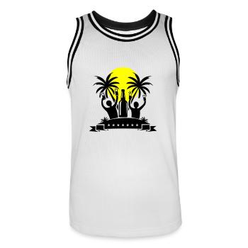 Île, Fête, Célébration, Bière - Maillot de basket Homme - blanc/noir - Devant - AI Model Male 185 dark (185cm)