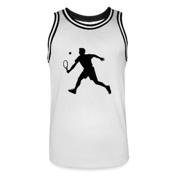 Icône du joueur de tennis - Maillot de basket Homme - blanc/noir - Devant - AI Model Male 185 dark (185cm)