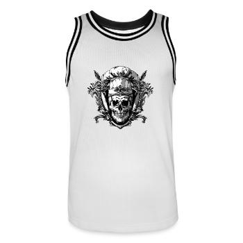 Koch Skull Skeleton Chef Crest - Men's Basketball Jersey - white/black - Front - AI Model Male 185 dark (185cm)