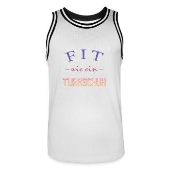 Fit wie ein Turnschuh --Fitness - Trainig - Gym - Männer Basketball-Trikot - Weiß/Schwarz - Vorne - AI Model Male 185 dark (185cm)