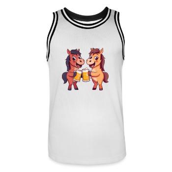 Cheval, Bande Dessinée, Animaux, Bière, Drôle, Alcool - Maillot de basket Homme - blanc/noir - Devant - AI Model Male 185 dark (185cm)