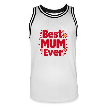 Best Mom Forever - Cadeau de fête des mères - Maillot de basket Homme - blanc/noir - Devant - AI Model Male 185 dark (185cm)