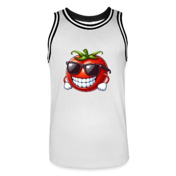 Cool Tomato Sunglasses Red Fruit Funny - Men's Basketball Jersey - white/black - Front - AI Model Male 185 dark (185cm)