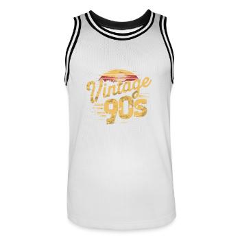 Nostalgischer 90er-Jahre-Sonnenuntergang - Männer Basketball-Trikot - Weiß/Schwarz - Vorne - AI Model Male 185 dark (185cm)