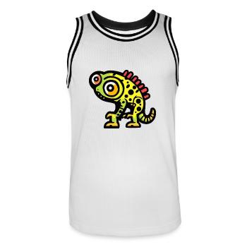 Caméléon Halloween Bande dessinée drôle - Maillot de basket Homme - blanc/noir - Devant - AI Model Male 185 dark (185cm)