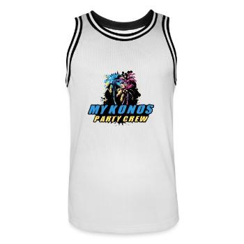 Mykonos Party Crew Urlaub Spruch - Männer Basketball-Trikot - Weiß/Schwarz - Vorne - AI Model Male 185 dark (185cm)