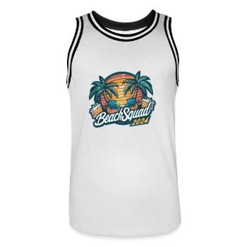 Beach Squad 2024 Tropischer Sonnenuntergang - Männer Basketball-Trikot - Weiß/Schwarz - Vorne - AI Model Male 185 dark (185cm)
