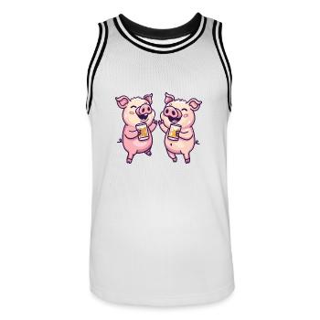 Pig Party Pig Beer Funny Booze - Men's Basketball Jersey - white/black - Front - AI Model Male 185 dark (185cm)