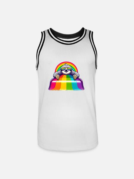 LGBTQ Pride Sloth Rainbow Playground - Men's Basketball Jersey - white/black