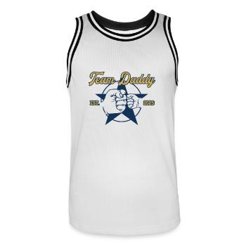 Dad 2025 Papa Tochter Und Sohn Team Daddy Vatertag - Männer Basketball-Trikot - Weiß/Schwarz - Vorne - AI Model Male 185 dark (185cm)