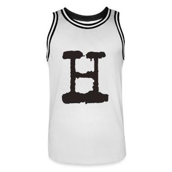 H - Men's Basketball Jersey - white/black - Front - AI Model Male 185 dark (185cm)