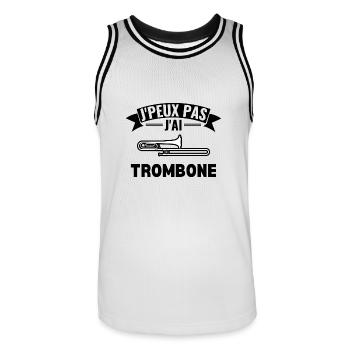 Je Peux Pas J'ai Trombone Tromboniste Musicien - Maillot de basket Homme - blanc/noir - Devant - AI Model Male 185 dark (185cm)