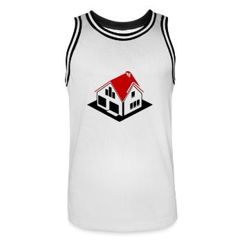 Haus Immobilie Logo - Männer Basketball-Trikot - Weiß/Schwarz - Vorne - AI Model Male 185 dark (185cm)