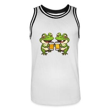 Frosch Bier Lustig Saufen - Männer Basketball-Trikot - Weiß/Schwarz - Vorne - AI Model Male 185 dark (185cm)