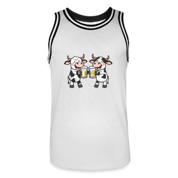 Kuh Comic Bier Lustig Saufen - Männer Basketball-Trikot - Weiß/Schwarz - Vorne - AI Model Male 185 dark (185cm)