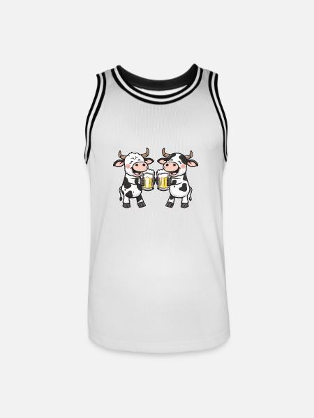 Cow Comic Beer Funny Booze - Men's Basketball Jersey - white/black