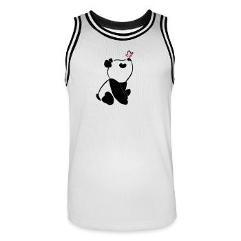 Panda avec papillon – Motif d’animal mignon - Maillot de basket Homme - blanc/noir - Devant - AI Model Male 185 dark (185cm)
