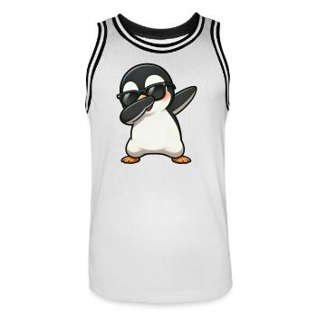 Dabbing Pingouin - Maillot de basket Homme - blanc/noir - Devant - AI Model Male 185 dark (185cm)